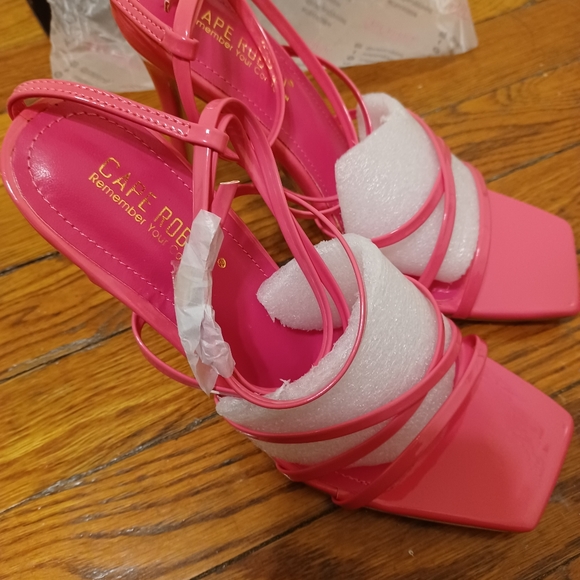 Cape Robbin Minnie Faux Patent Leather Strappy Stiletto Heels | 8 | Hot Pink 💖 - Picture 10 of 12